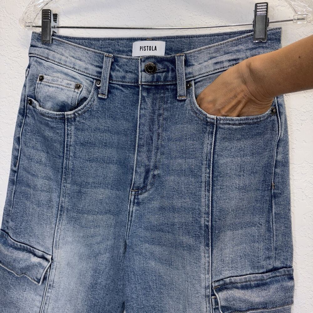 Pistola Dana Cargo Blue Jeans Size 28, Raw Hem, casual, school, everyday, urban - Picture 3 of 9